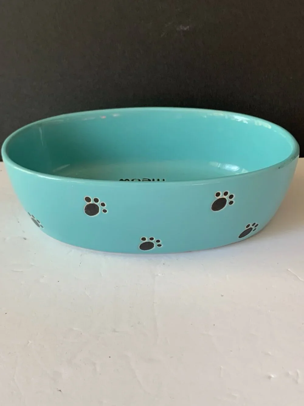 PETRAGEOUS DESIGNS MEOW CAT BLUE BOWL OVAL DISH